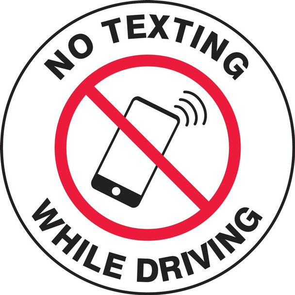 Safety Label: No Texting While Driving 1 1/2" Diameter Adhesive Vinyl / - LVHR404
