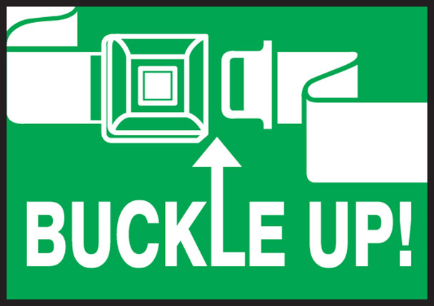 Safety Label: Buckle Up 3 1/2" x 5" Adhesive Dura Vinyl 1/Each - LVHR504XVE