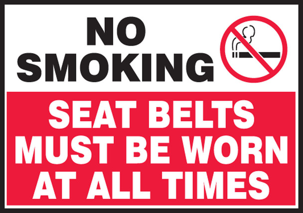 No Smoking Safety Label: Seat Belts Must Be Worn At All Times 3 1/2" x 5" / - LVHR512VSP