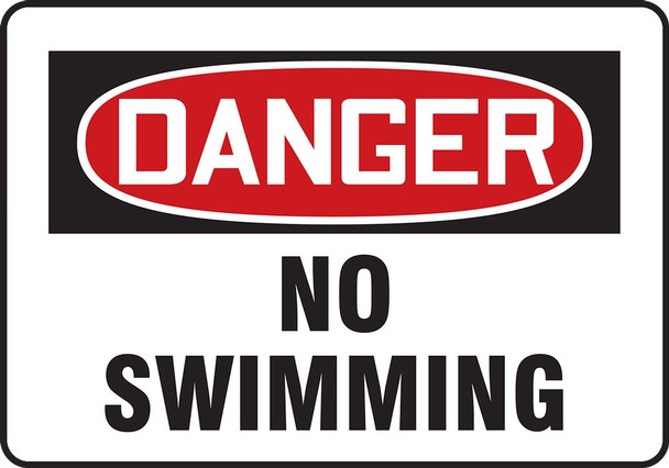 OSHA Danger Safety Sign: No Swimming 10" x 14" Plastic / - MADM027VP
