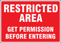 Restricted Area Safety Sign: Get Permission Before Entering 10" x 14" Adhesive Dura-Vinyl 1/Each - MADM640XV
