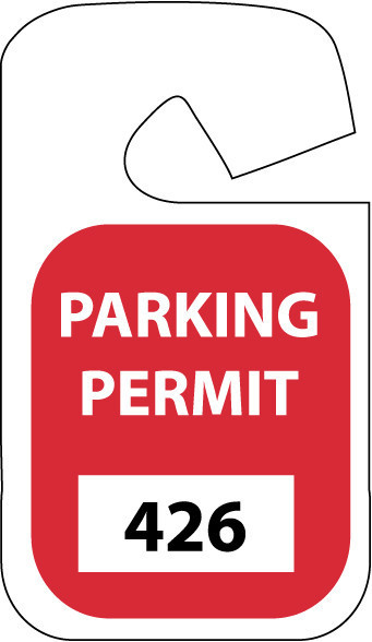 PARKING PERMIT, REARVIEW MIRROR, RED, 401-500