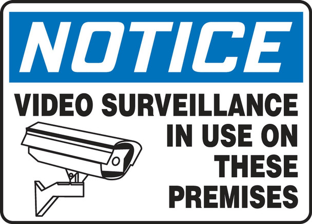 OSHA Notice Safety Sign: Video Surveillance In Use On These Premises 10" x 14" Plastic / - MASE801VP