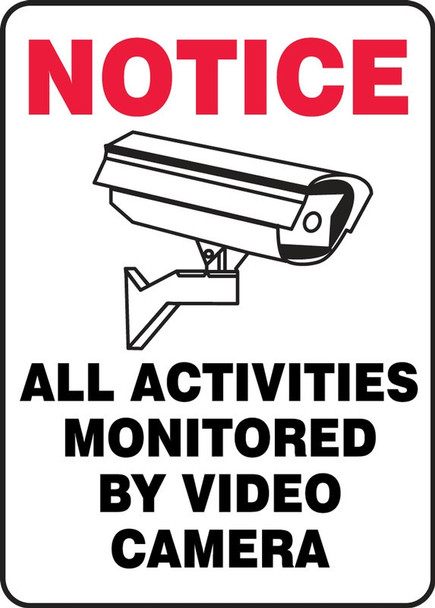 Safety Sign: Notice - All Activities Monitored By Video Camera 10" x 7" Aluminum / - MASE813VA
