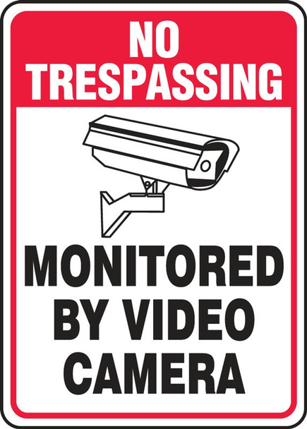 No Trespassing Safety Sign: Monitored By Video Camera 14" x 10" Dura-Plastic 1/Each - MASE901XT