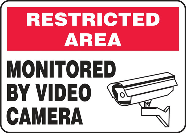 Restricted Area Safety Sign: Monitored By Video Camera 10" x 14" Aluma-Lite 1/Each - MASE903XL