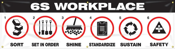 6S Banner: 6S Workplace 28" x 8-ft / - MBR982
