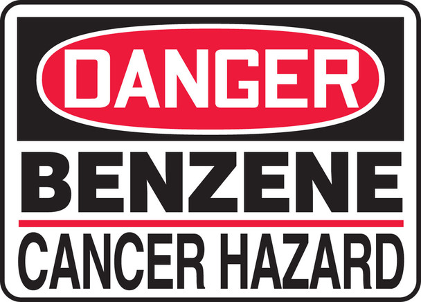 OSHA Danger Safety Sign: Benzene - Cancer Hazard 10" x 14" Adhesive Vinyl / - MCAW014VS