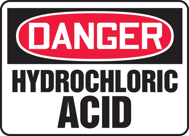 OSHA Danger Safety Sign: Hydrochloric Acid 7" x 10" Accu-Shield 1/Each - MCHG103XP