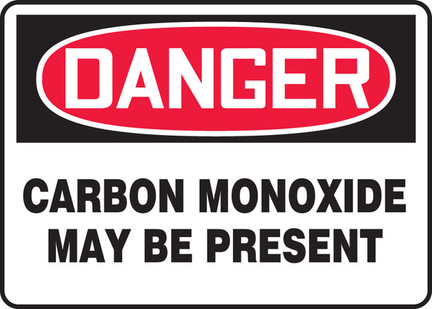OSHA Danger Safety Sign: Carbon Monoxide May Be Present 10" x 14" Aluma-Lite 1/Each - MCHL081XL