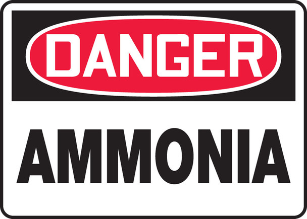 OSHA Danger Safety Sign: Ammonia English 7" x 10" Aluminum 1/Each - MCHL087VA