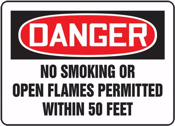OSHA Danger Safety Sign: No Smoking Or Open Flames Permitted 10" x 14" Aluma-Lite 1/Each - MCHL154XL