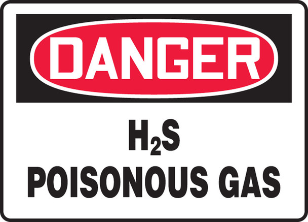 OSHA Danger Safety Sign: H2S Poisonous Gas 7" x 10" Adhesive Dura-Vinyl 1/Each - MCHL177XV