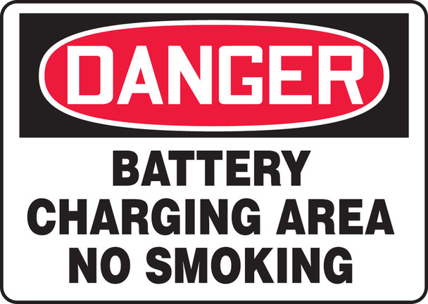 OSHA Danger Safety Sign: Battery Charging Area - No Smoking 10" x 14" Aluma-Lite 1/Each - MCHL220XL