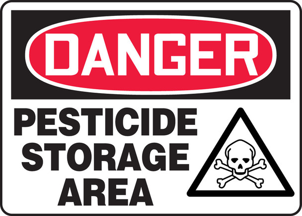 OSHA Danger Safety Sign: Pesticide Storage Area 10" x 14" Adhesive Dura-Vinyl 1/Each - MCHL234XV