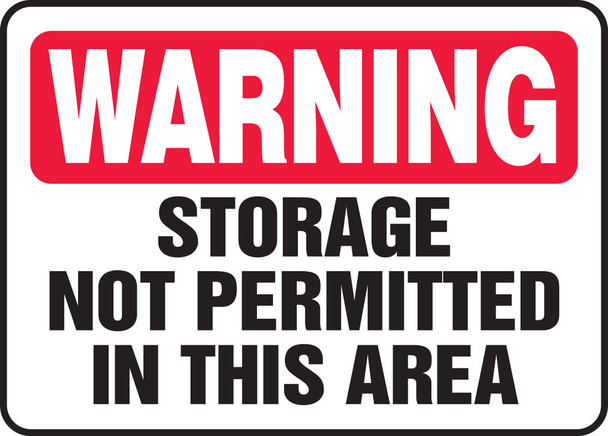 Warning Safety Sign: Storage Not Permitted In This Area 10" x 14" Adhesive Vinyl 1/Each - MCHL328VS
