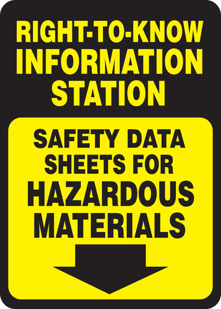Right-To-Know Information Station Safety Sign: Safety Data Sheets For Hazardous Materials 14" x 10" Accu-Shield 1/Each - MCHM523XP