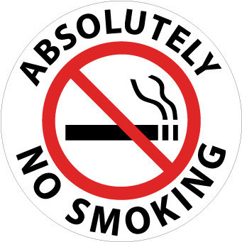 FLOOR SIGN, WALK ON, ABSOLUTELY NO SMOKING, 17" DIA