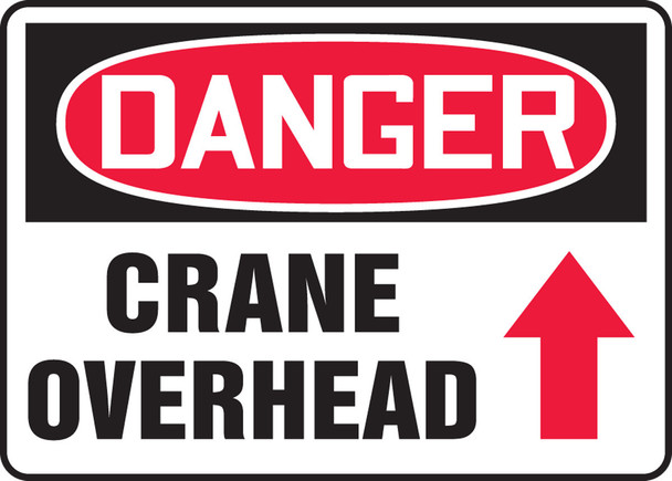 OSHA Danger Safety Sign: Crane Overhead 10" x 14" Adhesive Dura-Vinyl 1/Each - MCRT145XV