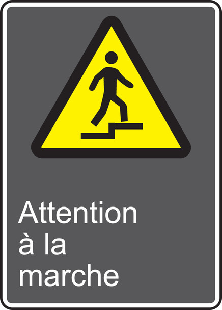 CSA Safety Sign: Attention Á La Marche 14" x 10" Aluminum 1/Each - MCSA638VA