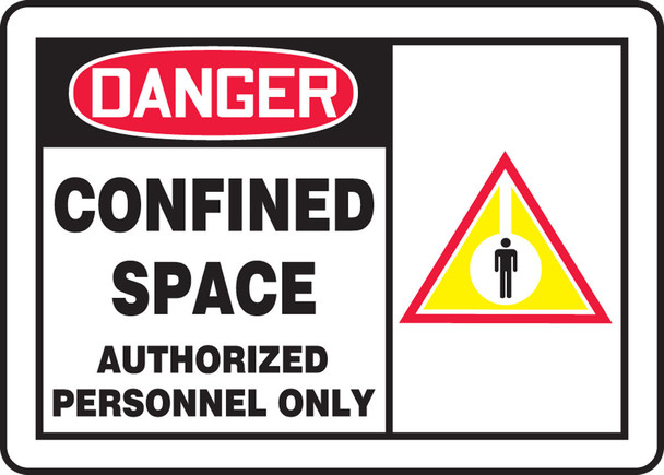 OSHA Danger Safety Sign: Confined Space - Authorized Personnel Only 7" x 10" Aluma-Lite 1/Each - MCSP038XL