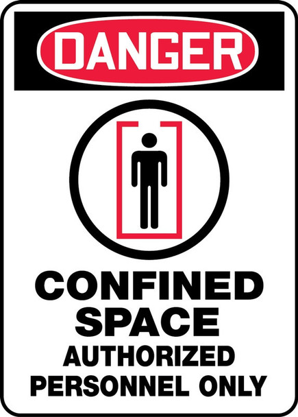 OSHA ANSI Danger Safety Sign: Confined Space - Authorized Personnel Only 14" x 10" Aluma-Lite 1/Each - MCSP121XL
