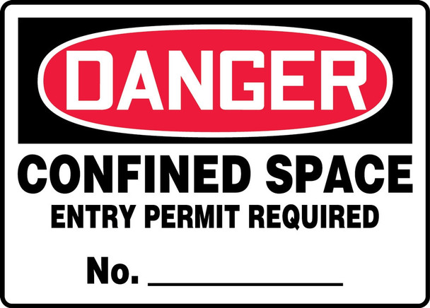 OSHA Danger Safety Sign: Confined Space - Entry Permit Required No.___ 7" x 10" Accu-Shield 1/Each - MCSP124XP