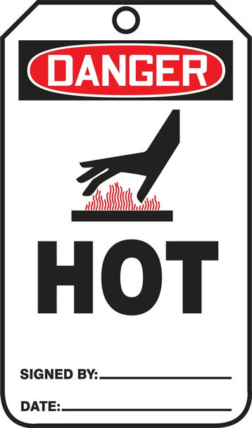 OSHA Danger Safety Tag: Hot Standard Back B PF-Cardstock 5/Pack - MDT011CTM