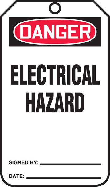 OSHA Danger Safety Tag: Electrical Hazard Standard Back A PF-Cardstock 5/Pack - MDT151CTM