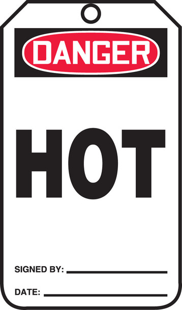 OSHA Danger Safety Tag: Hot Standard Back B PF-Cardstock 5/Pack - MDT230CTM