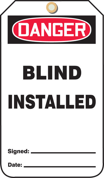 OSHA Danger Safety Tag: Blind Installed RP-Plastic 25/Pack - MDT247PTP