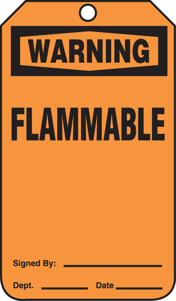 OSHA Warning Safety Tag: Flammable Standard Back B RP-Plastic 25/Pack - MDT327PTP