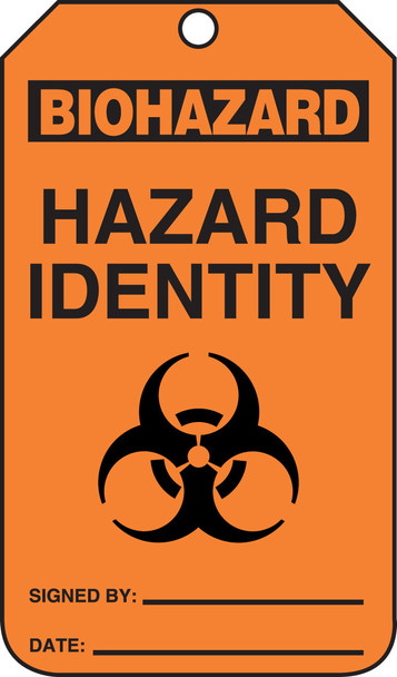 Biohazard Safety Tag: Hazard Identity - Signed By - Date Standard Back B RP-Plastic 5/Pack - MDT926PTM