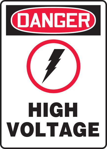 OSHA Danger Safety Sign: High Voltage Graphic 10" x 7" Plastic 1/Each - MELC101VP