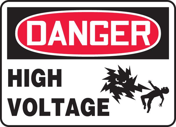 OSHA Danger Safety Sign: High Voltage with Graphic 10" x 14" Aluma-Lite 1/Each - MELC124XL