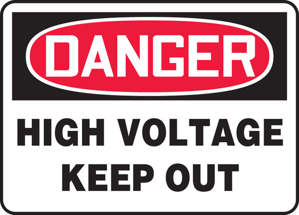 OSHA Danger Safety Sign: High Voltage - Keep Out 7" x 10" Plastic / - MELC127VP