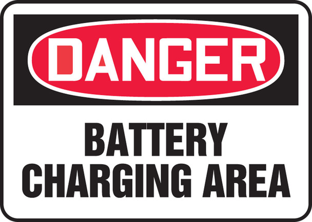 OSHA Danger Safety Sign: Battery Charging Area 10" x 14" Adhesive Vinyl / - MELC175VS