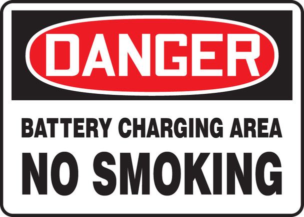 OSHA Danger Smoking Control Sign: Battery Charging Area 10" x 14" Aluma-Lite 1/Each - MELC191XL