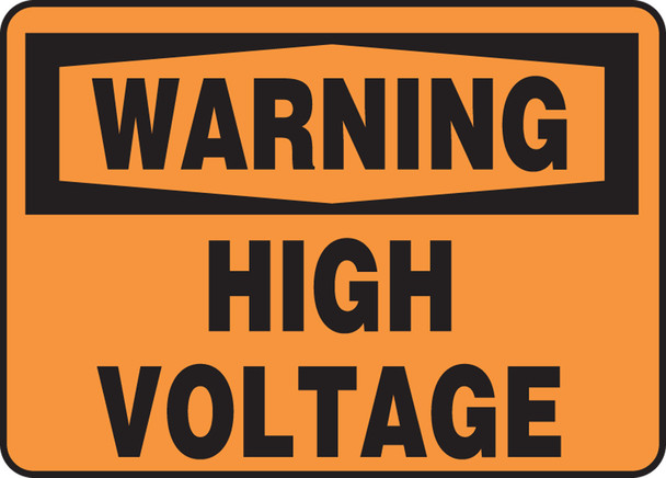 OSHA Warning Safety Sign: High Voltage English 14" x 20" Adhesive Vinyl 1/Each - MELC327VS