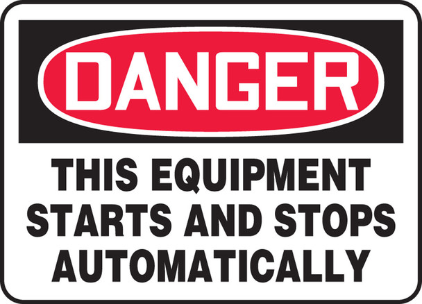 OSHA Danger Safety Sign:This Equipment Starts And Stops Automatically English 14" x 20" Dura-Plastic 1/Each - MEQM089XT