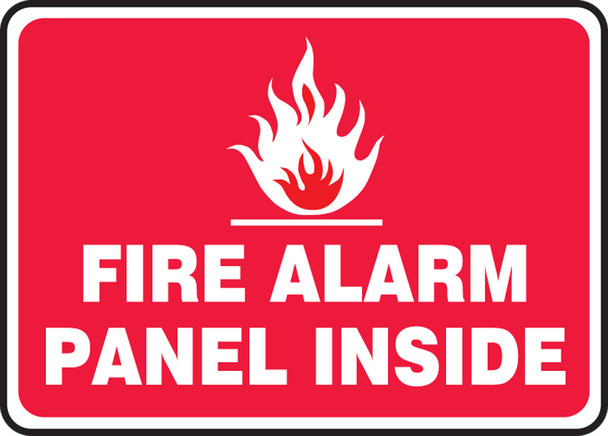 Safety Sign: Fire Alarm Panel Inside (Graphic Red Background) 10" x 14" Plastic 1/Each - MEXG512VP