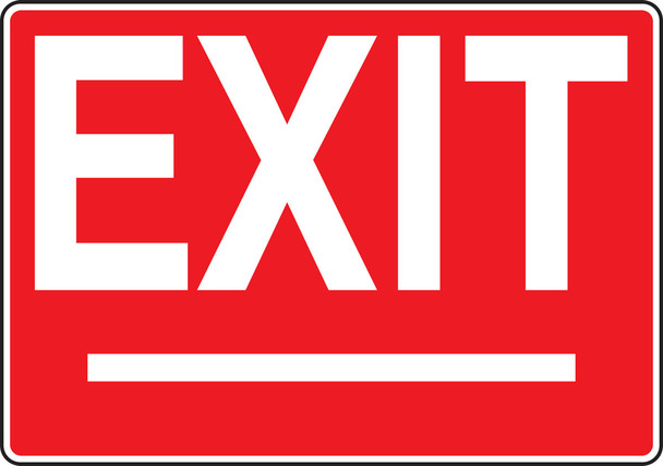 Safety Sign: Exit (White On Red with Arrowheads) 10" x 14" Adhesive Dura-Vinyl 1/Each - MEXT422XV