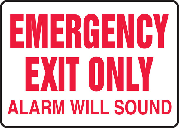 Safety Sign: Emergency Exit Only - Alarm Will Sound 7" x 10" Aluminum / - MEXT551VA