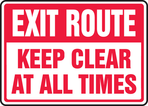 Exit Route Safety Sign: Keep Clear At All Times 10" x 14" Aluma-Lite 1/Each - MEXT561XL