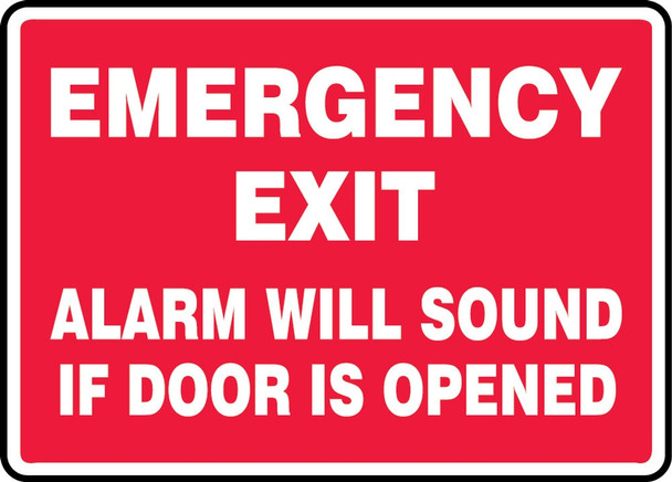 Safety Sign: Emergency Exit - Alarm Will Sound If Door Is Opened 10" x 14" Aluminum 1/Each - MFDR04VA