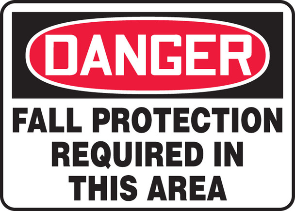 OSHA Danger Safety Sign: Fall Protection Required In This Area 7" x 10" Accu-Shield 1/Each - MFPR102XP