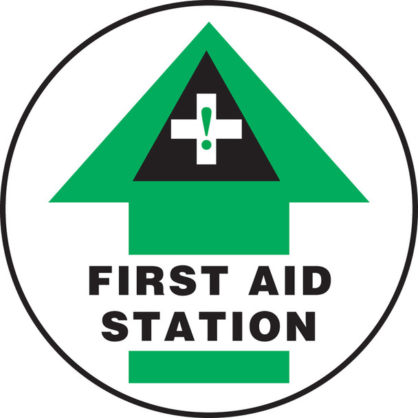 Slip-Gard Floor Sign: First Aid Station (Arrow) 8" Slip-Gard / - MFS2108