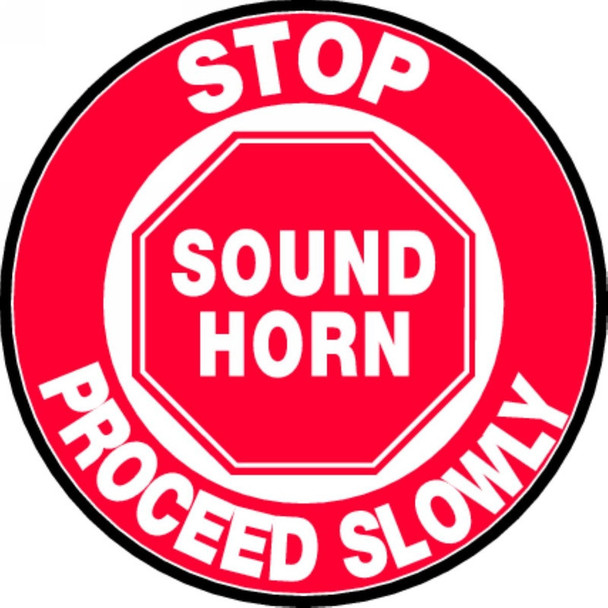 Slip-Gard Floor Sign: Stop - Sound Horn - Proceed Slowly 17" / - MFS705