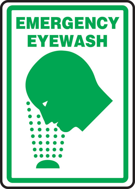 Safety Sign: Emergency Eyewash (Graphic) 10" x 7" Plastic / - MFSD424VP