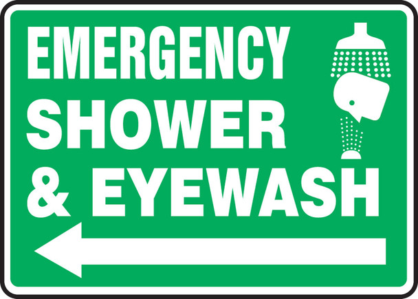 Safety Sign: Emergency Shower And Eyewash (Graphic And Arrow) 7" x 10" Adhesive Dura-Vinyl 1/Each - MFSD427XV